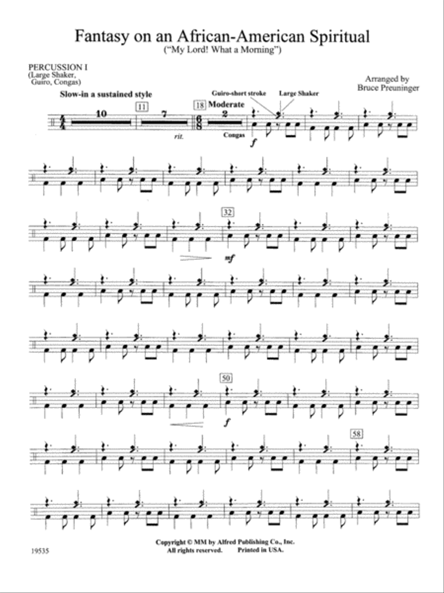 Fantasy on an African-American Spiritual: 1st Percussion Concert Band scores gallery preview page 1