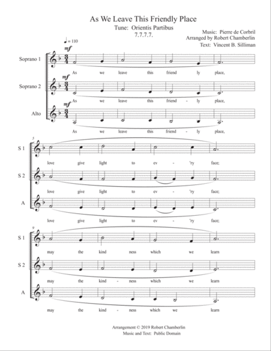 As We Leave This Friendly Place (SSA a cappella) SSA scores gallery preview page 2