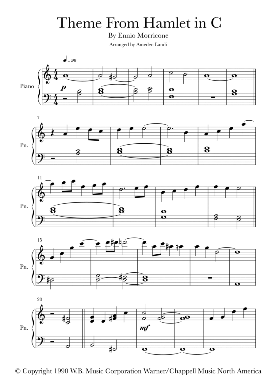 Theme From Hamlet Easy Piano scores gallery preview page 1