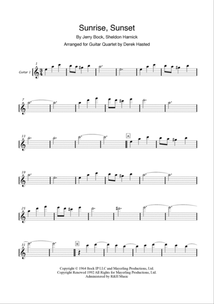 Sunrise, Sunset Guitar Ensemble scores gallery preview page 3
