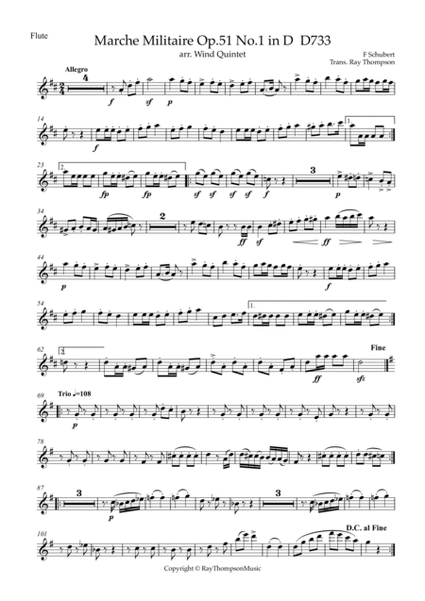 Schubert: Marche Militaire Op.51 No.1 in D D733 - wind quintet image number null