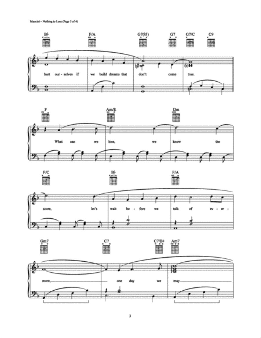 Nothing to Lose Piano, Vocal, Guitar scores gallery preview page 3