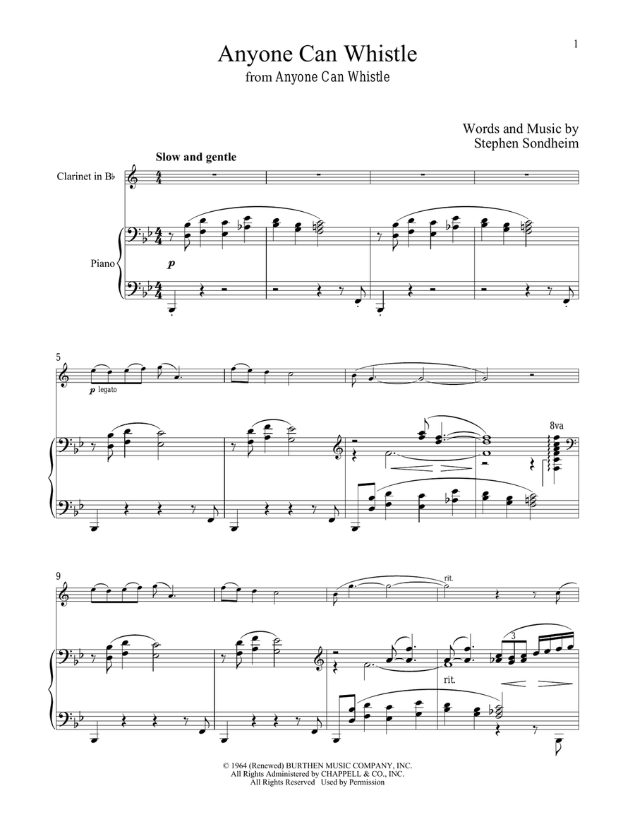Anyone Can Whistle (from Anyone Can Whistle) Clarinet Solo scores gallery preview page 1