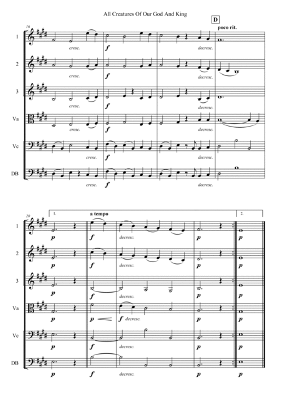 All Creatures Of Our God And King String Orchestra scores gallery preview page 3