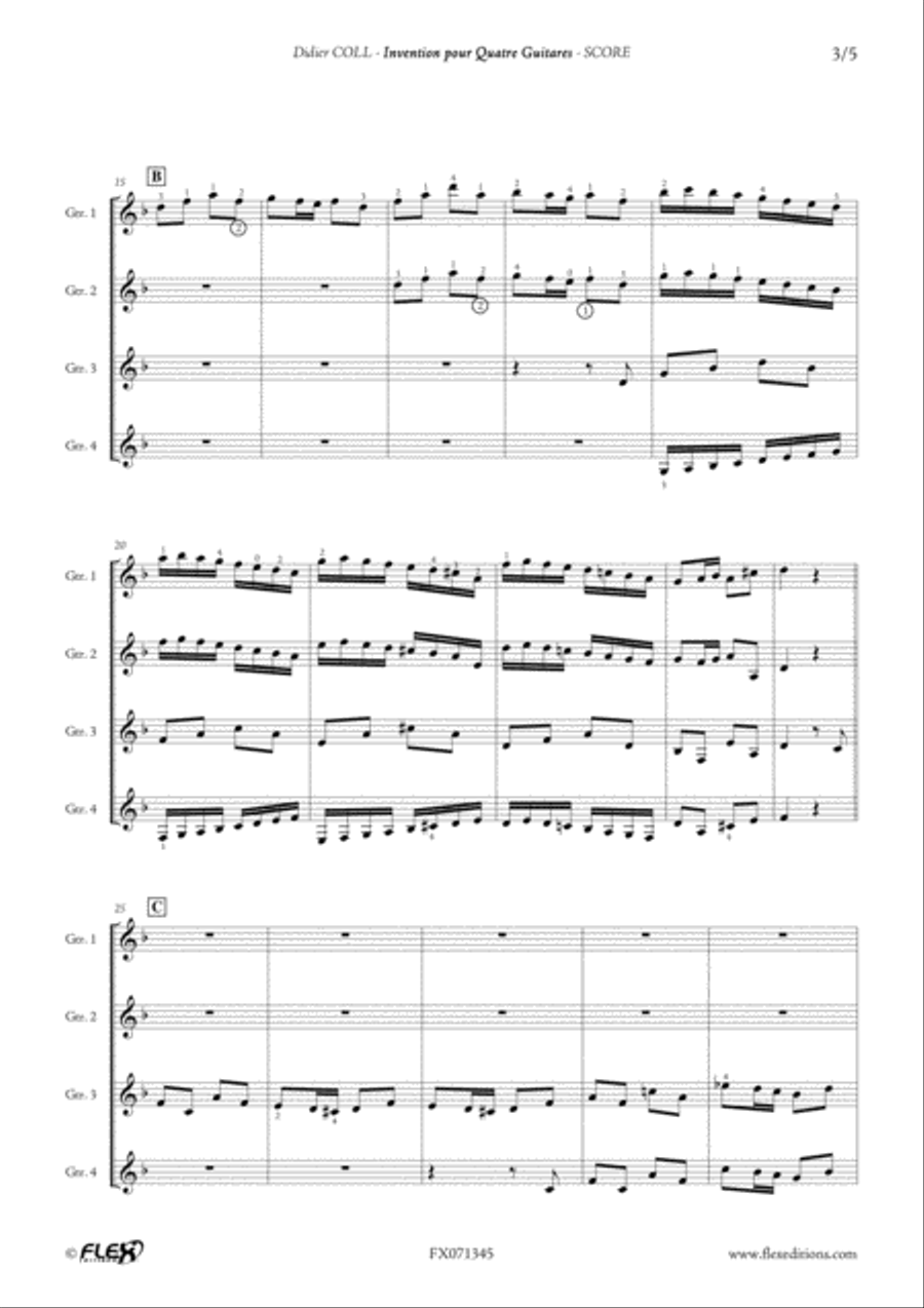 Invention for 4 Guitars Invention for 4 Guitars Guitar Ensemble scores gallery preview page 3