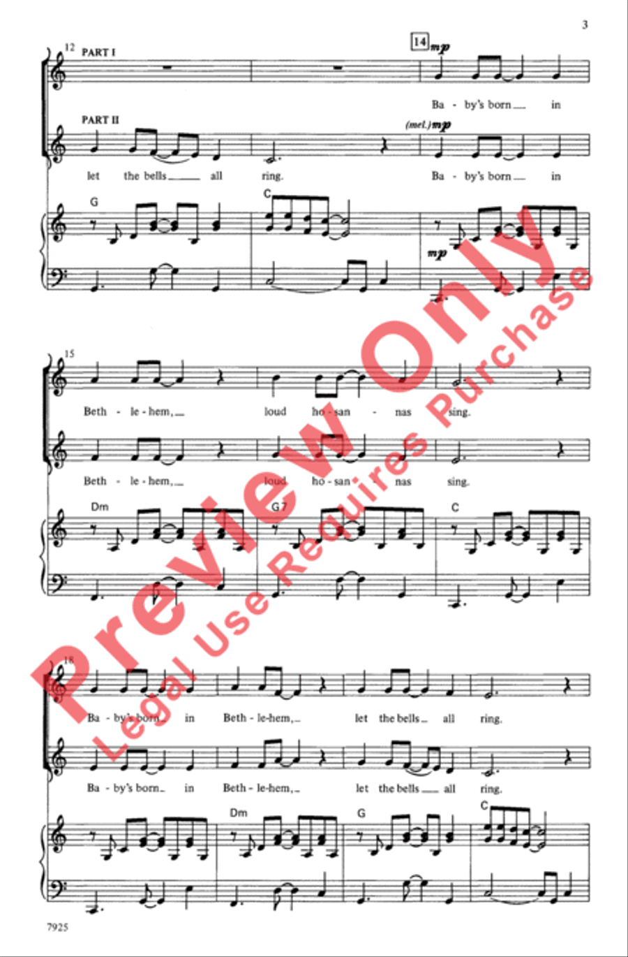 Baby's Born in Bethlehem 3-Part scores gallery preview page 3
