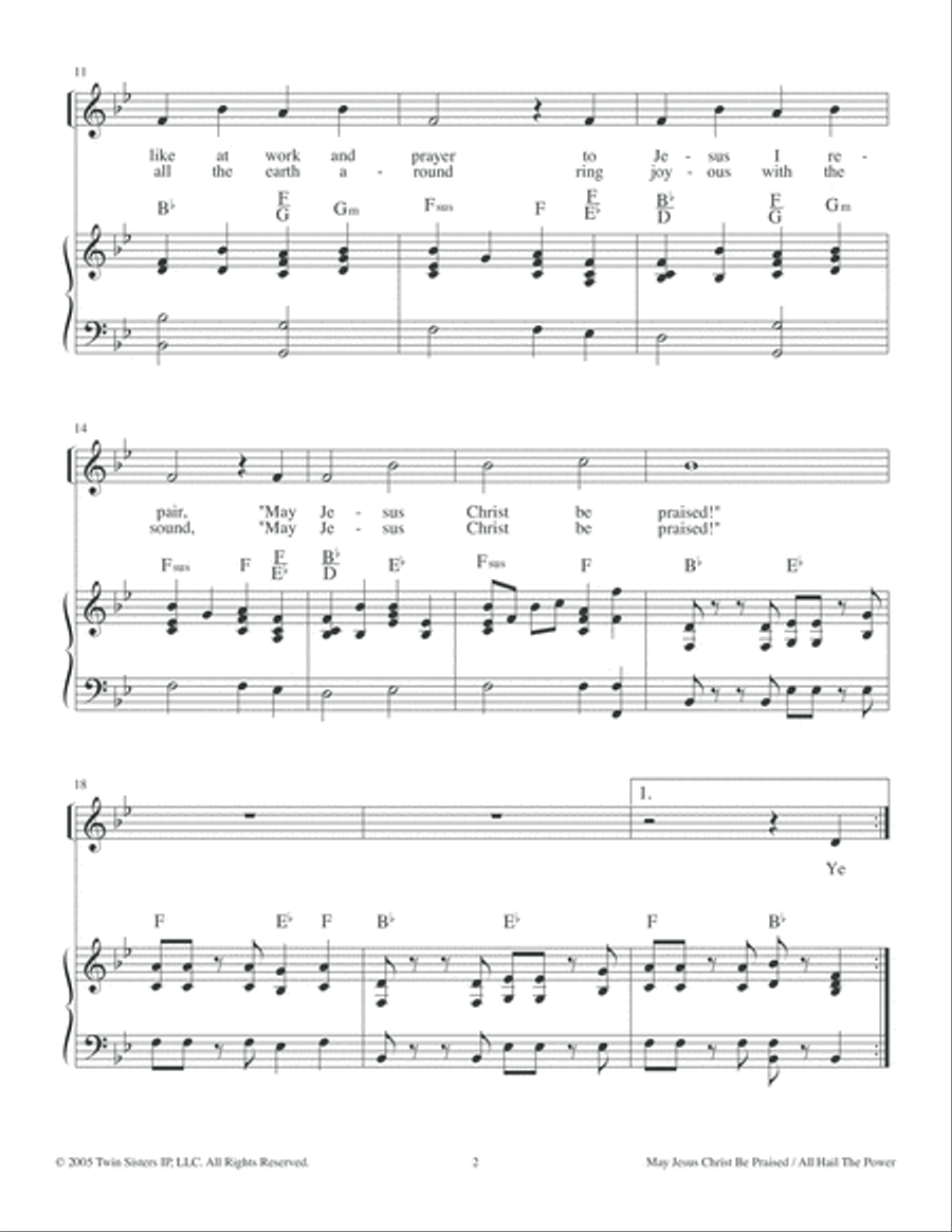May Jesus Christ Be Praised / All Hail The Power Voice scores gallery preview page 2