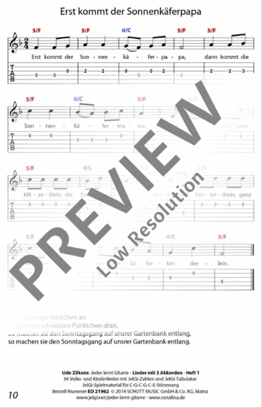 Jeder lernt Gitarre - Lieder mit 3 Akkorden Heft 1 Classical Guitar scores gallery preview page 11