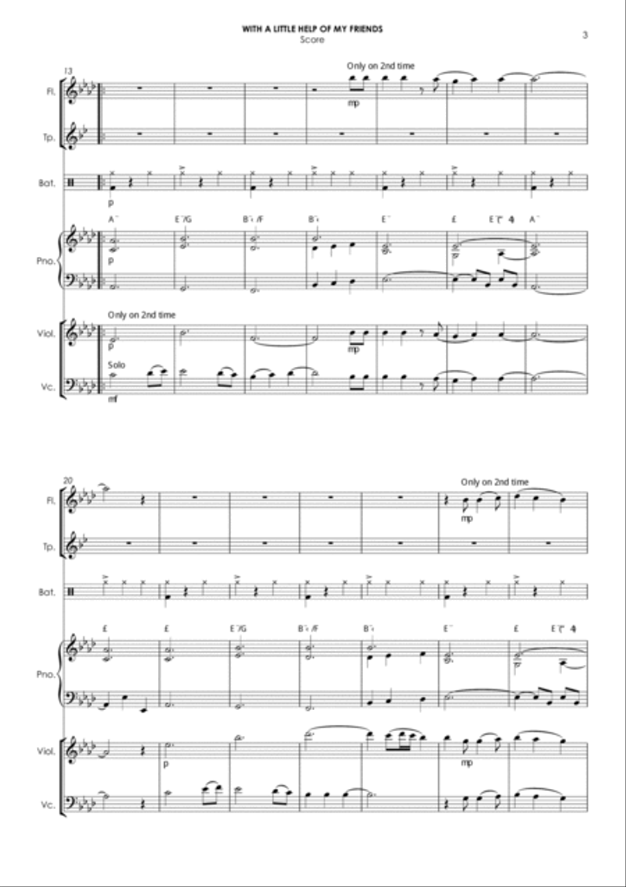 With A Little Help From My Friends Small Ensemble scores gallery preview page 3
