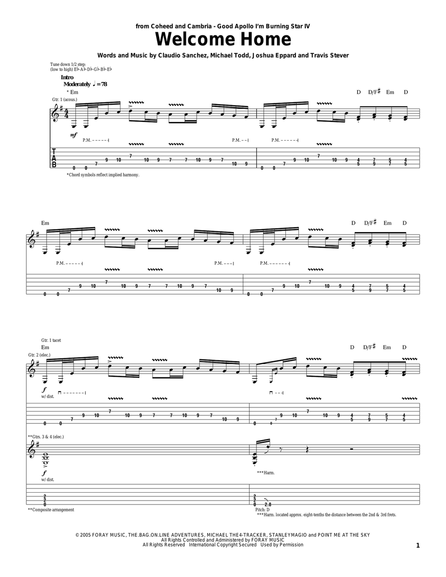 Welcome Home Acoustic Guitar scores gallery preview page 1