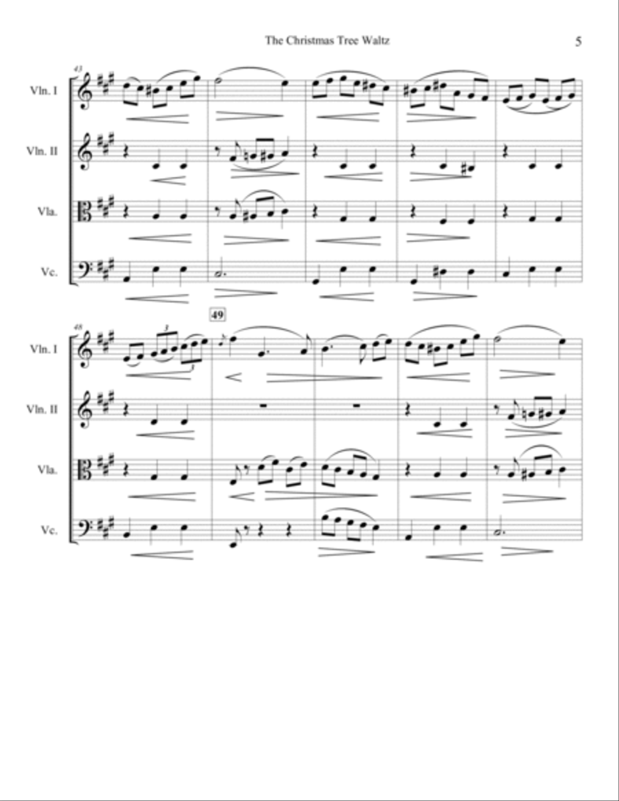 The Christmas Tree Waltz for String Quartet String Quartet scores gallery preview page 6