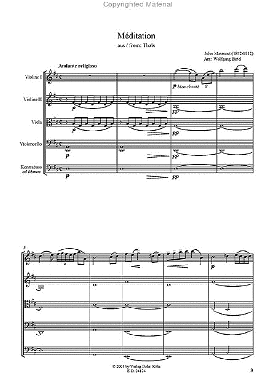 Méditation aus Thais (für Streichquartett) String Quartet scores gallery preview page 2