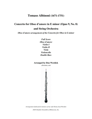 Concerto for Oboe d’amore in E Minor, Op. 9 No. 8 and String Orchestra