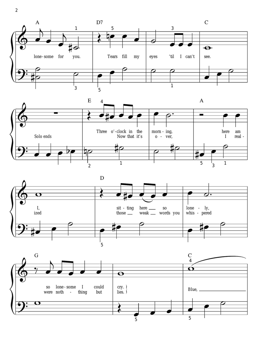 Blue Blue Easy Piano scores gallery preview page 2