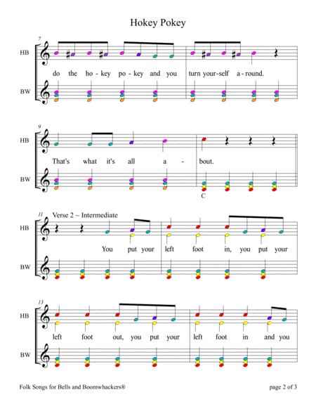 Hokey Pokey for 13-note Bells and Boomwhackers® (with Color Coded Notes) image number null