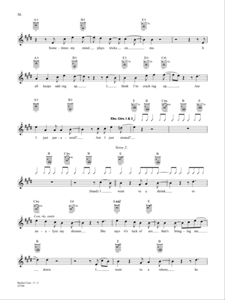 Basket Case (Live Version) Guitar Tablature scores gallery preview page 2