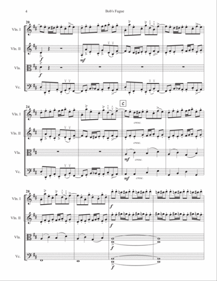 Bob's Fugue String Quartet scores gallery preview page 4