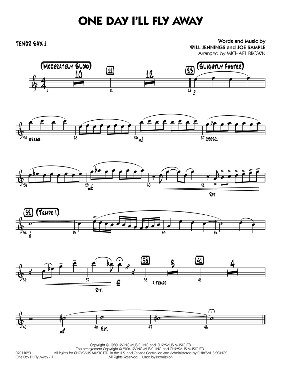One Day I'll Fly Away (from Moulin Rouge) (arr. Michael Brown) - Tenor Sax 1 Jazz Ensemble scores gallery preview page 1