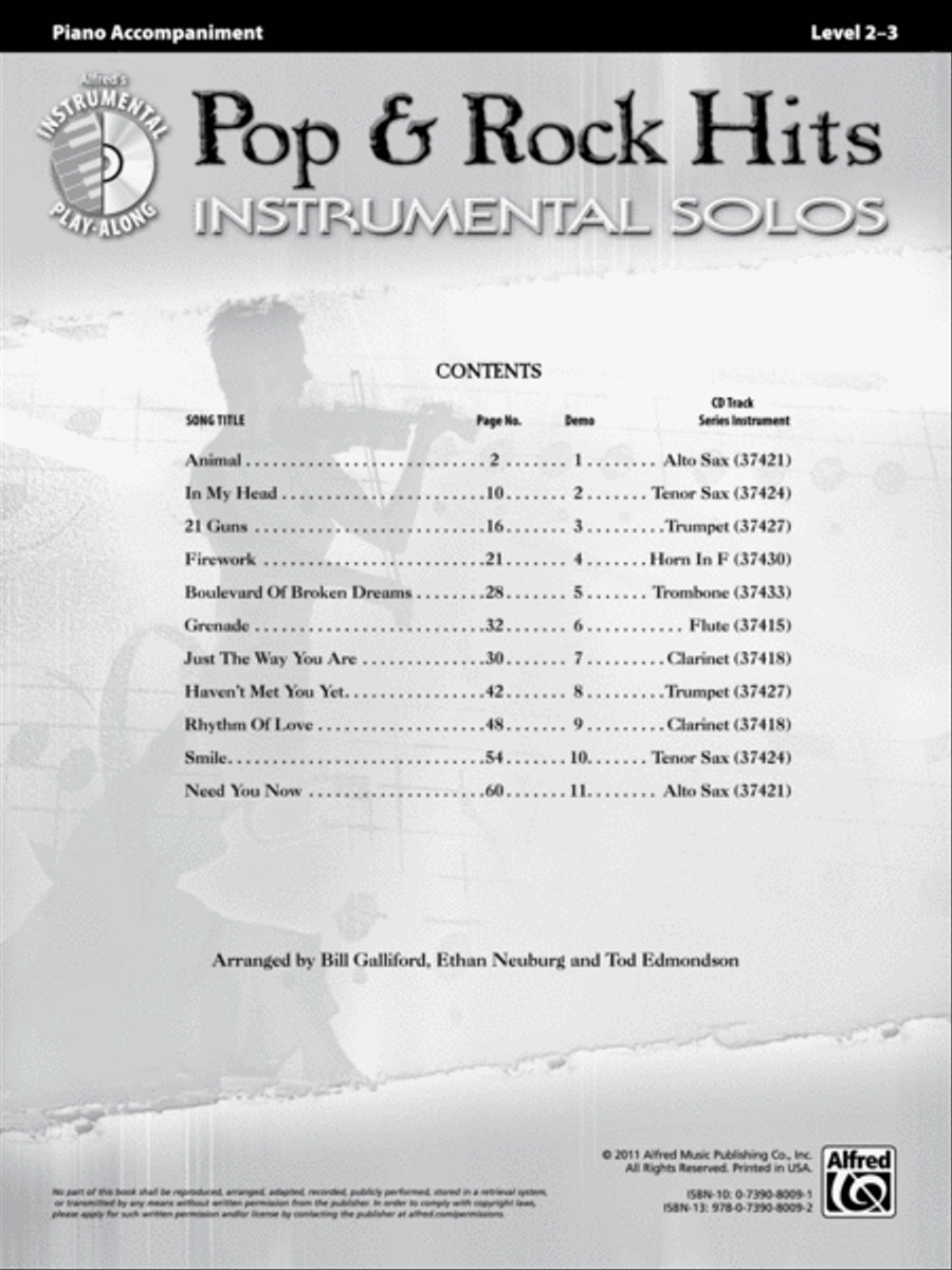 Pop & Rock Hits Instrumental Solos Piano scores gallery preview page 2