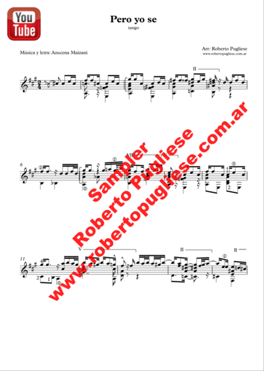 Pero yo se - guitar tango Classical Guitar scores gallery preview page 2