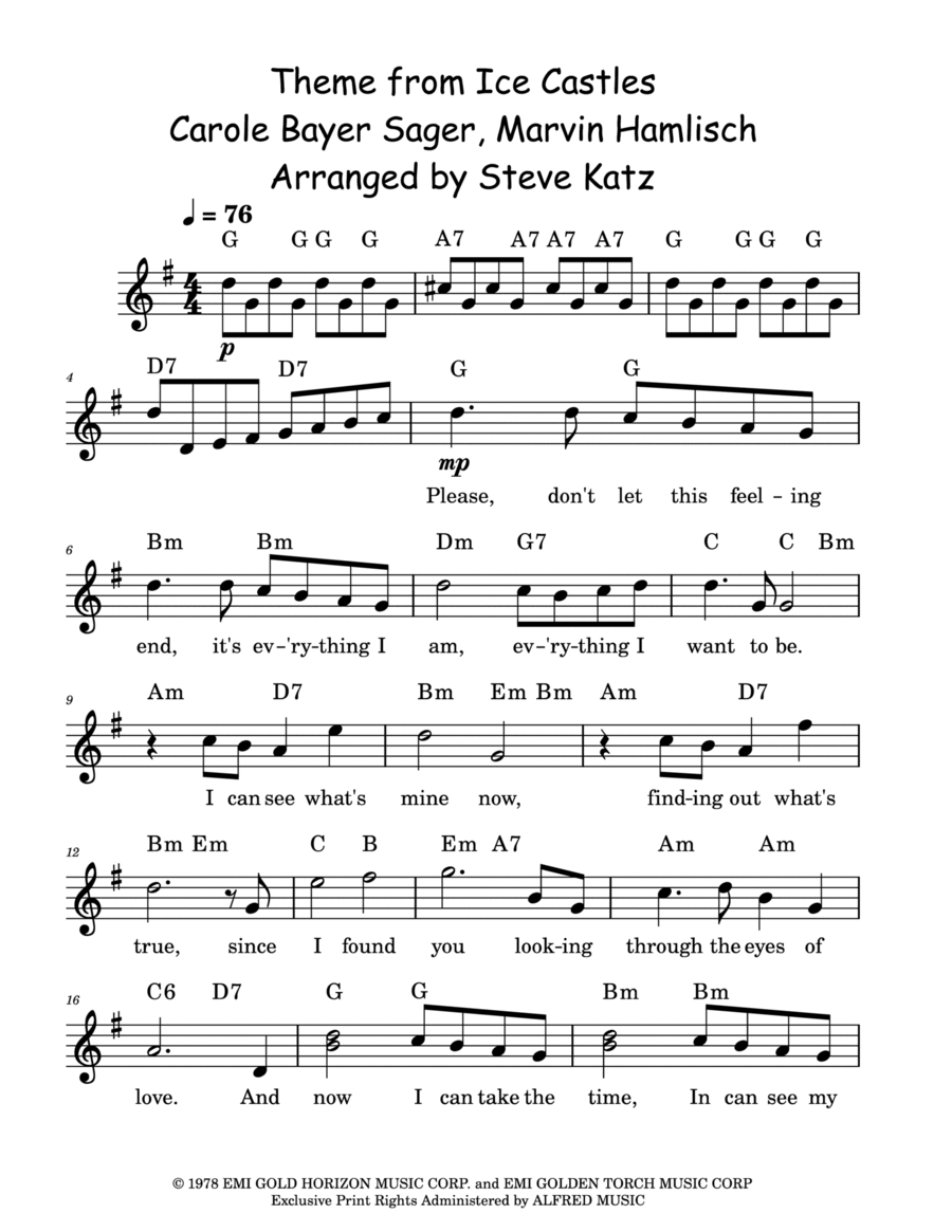 Theme From Ice Castles (Through The Eyes Of Love) Piano scores gallery preview page 1