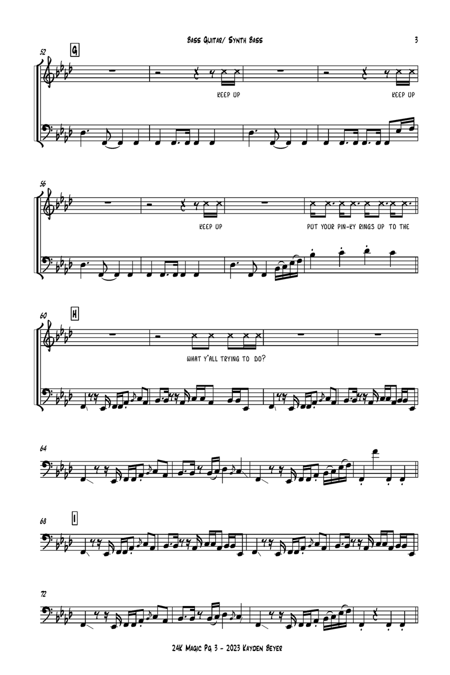 24k Magic - Score Only Jazz Ensemble scores gallery preview page 3