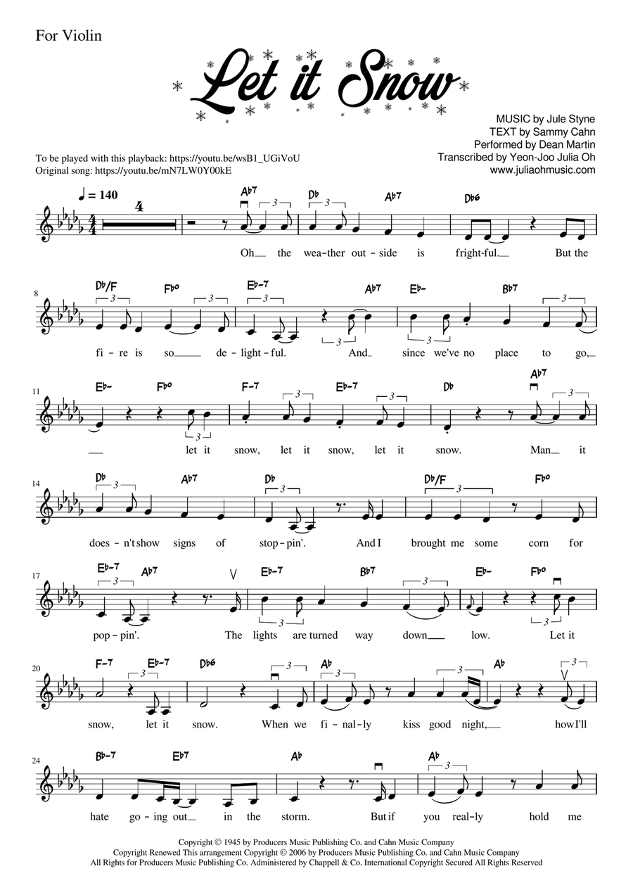 Let It Snow! Let It Snow! Let It Snow! Violin Solo scores gallery preview page 1