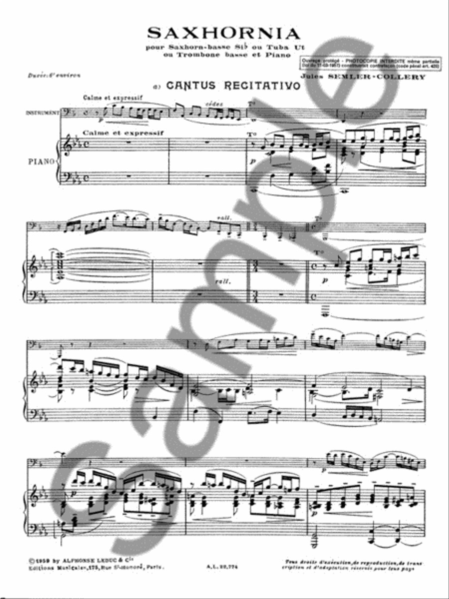 Semler Collery Saxhornia Bass Saxhorn Bb Or Tuba & Piano Book Brass Ensemble scores gallery preview page 2