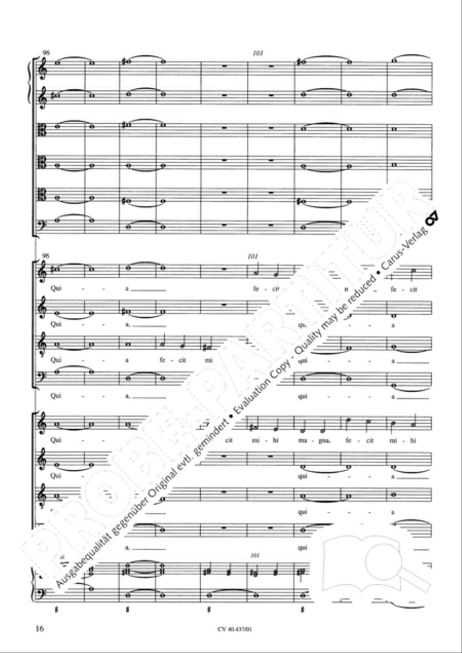 Magnificat a 8 voci con 6 vel 10 istromenti 4-Part scores gallery preview page 12