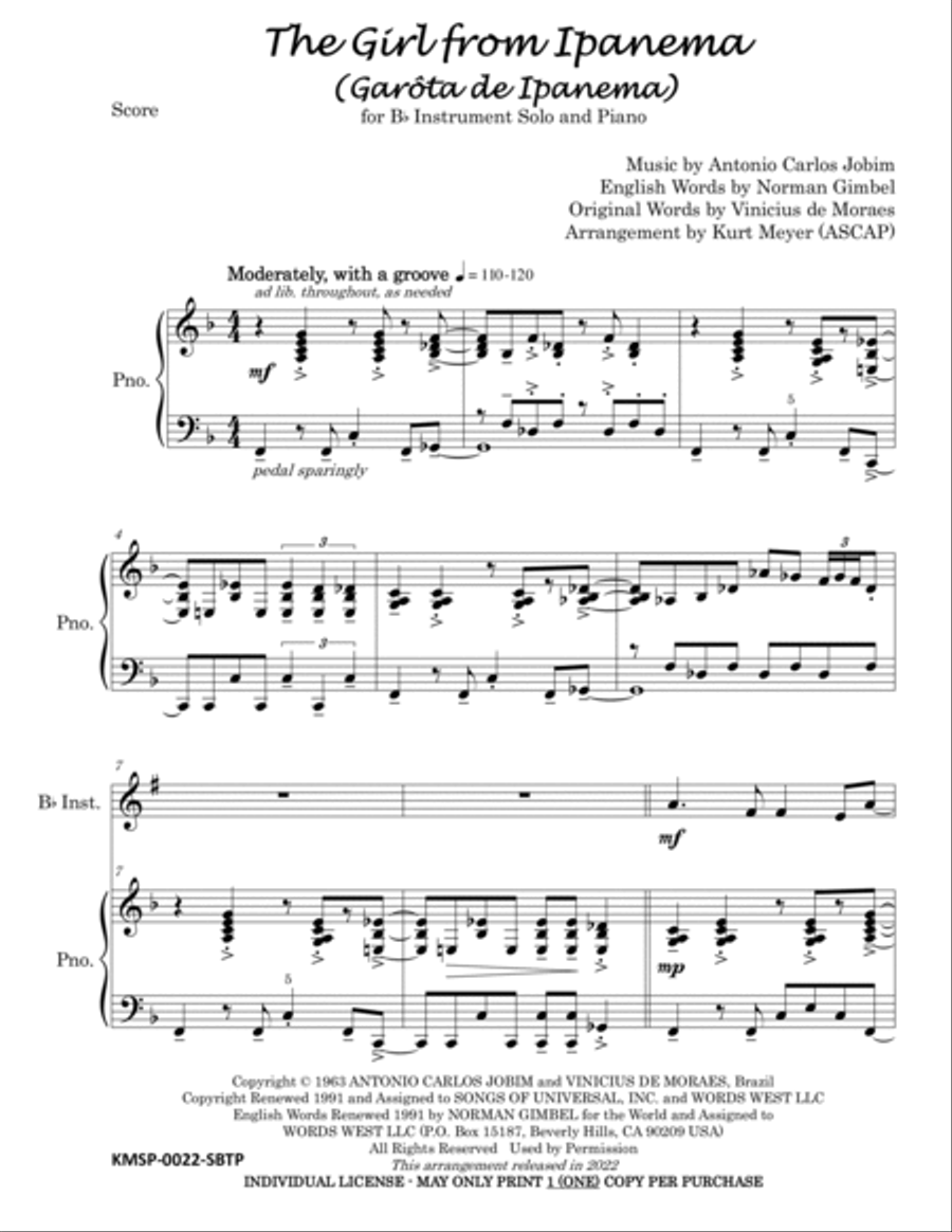 The Girl From Ipanema (garôta De Ipanema) Piano scores gallery preview page 2