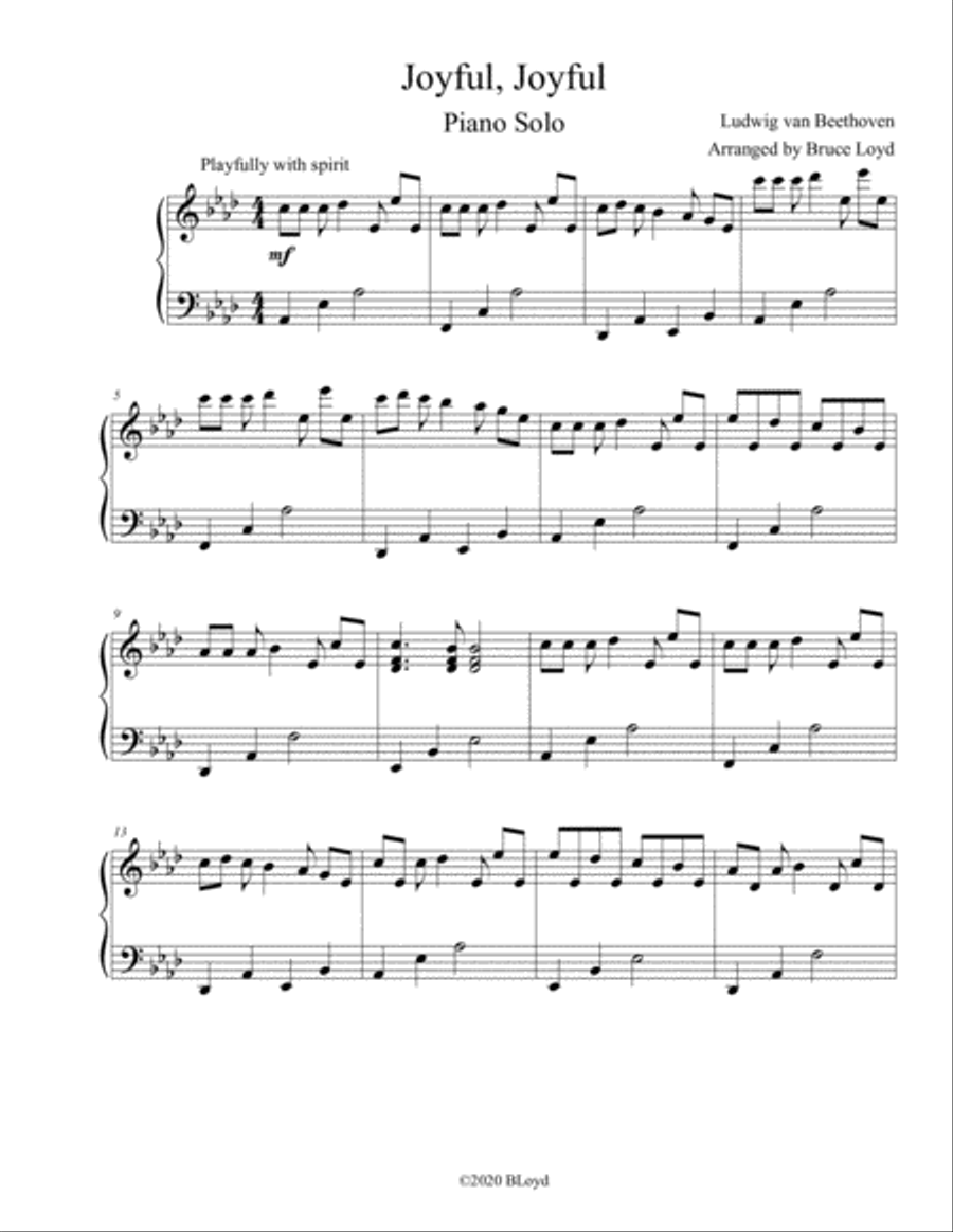 Joyful, Joyful We Adore Thee Piano Solo scores gallery preview page 1