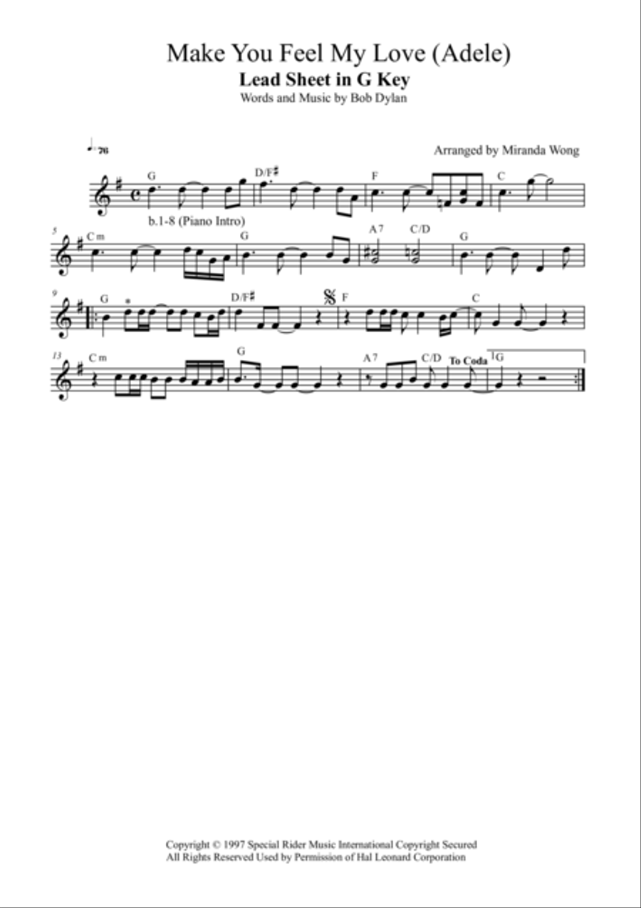 Make You Feel My Love Make You Feel My Love Small Ensemble scores gallery preview page 1