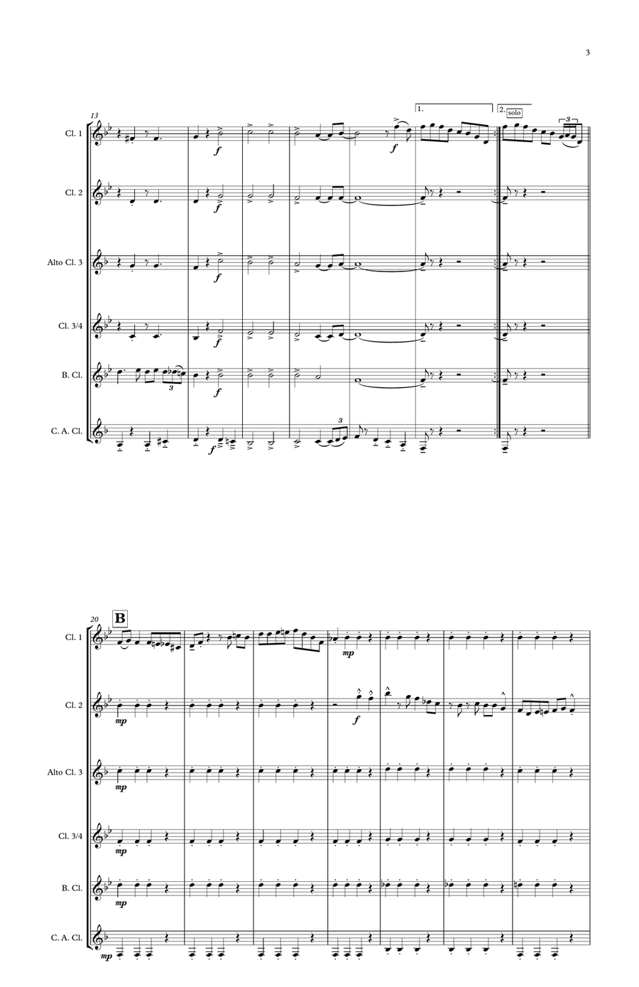 Battle Hymn of the Republic for Clarinet Quintet Clarinet Quintet scores gallery preview page 3