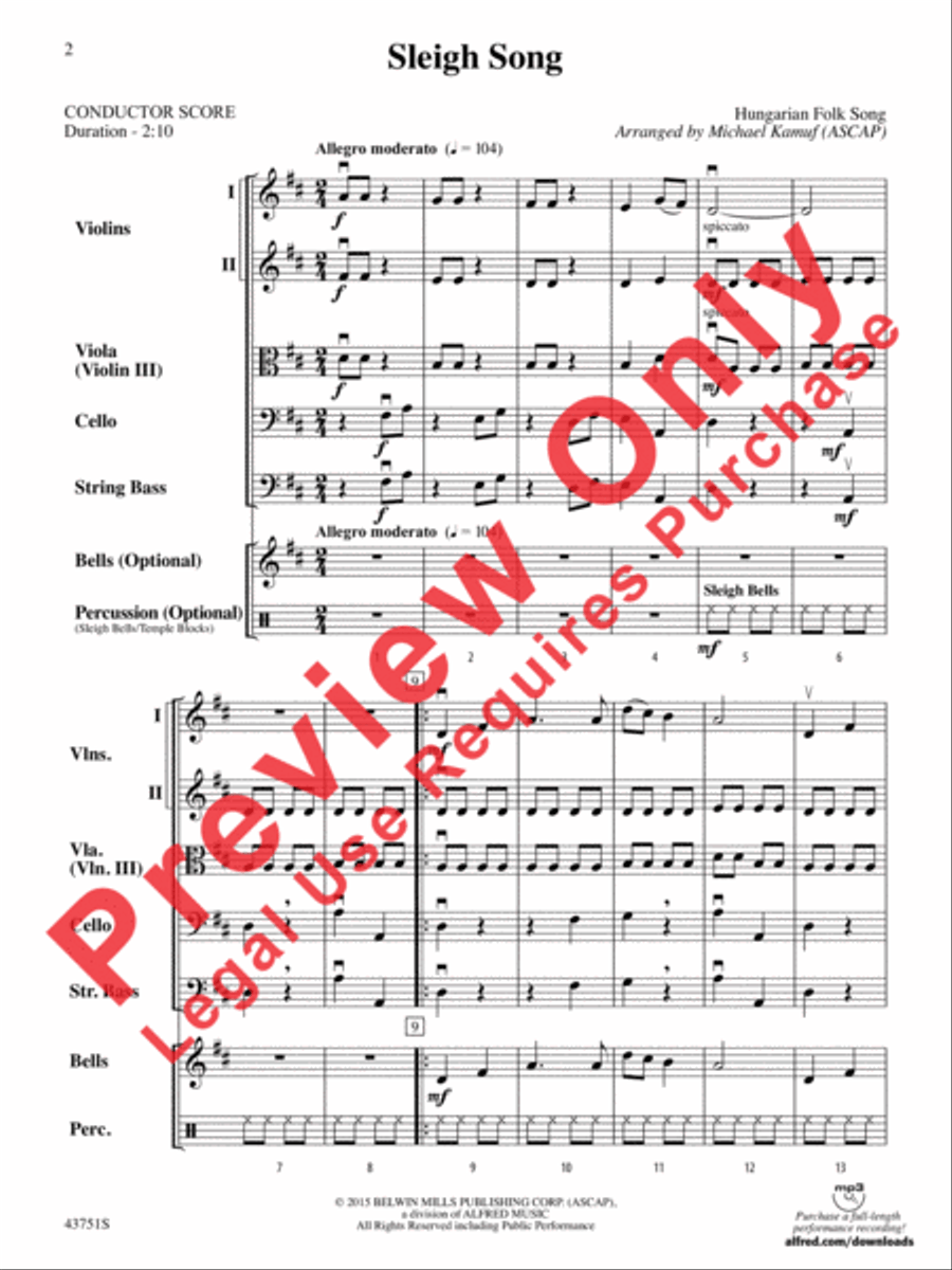Sleigh Song String Orchestra scores gallery preview page 3