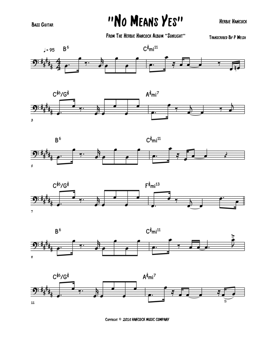 No Means Yes Bass Guitar scores gallery preview page 1