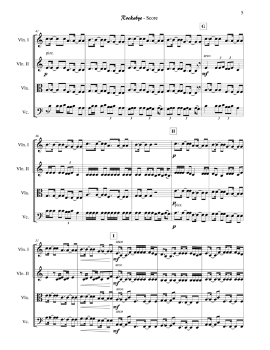 Rockabye Rockabye String Quartet scores gallery preview page 5