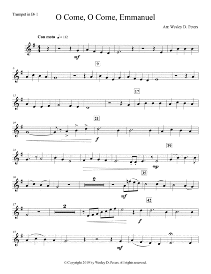 O Come, O Come, Emmanuel (Brass Quartet) Brass Quartet scores gallery preview page 1