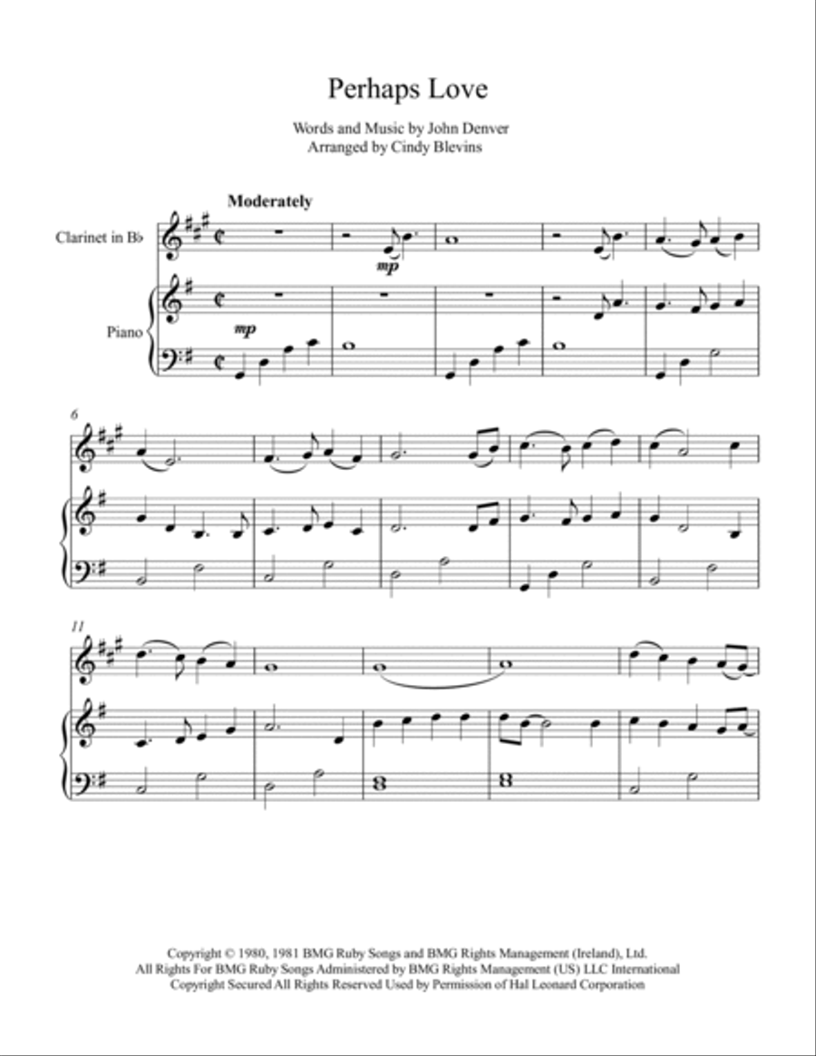 Perhaps Love B-Flat Clarinet scores gallery preview page 2