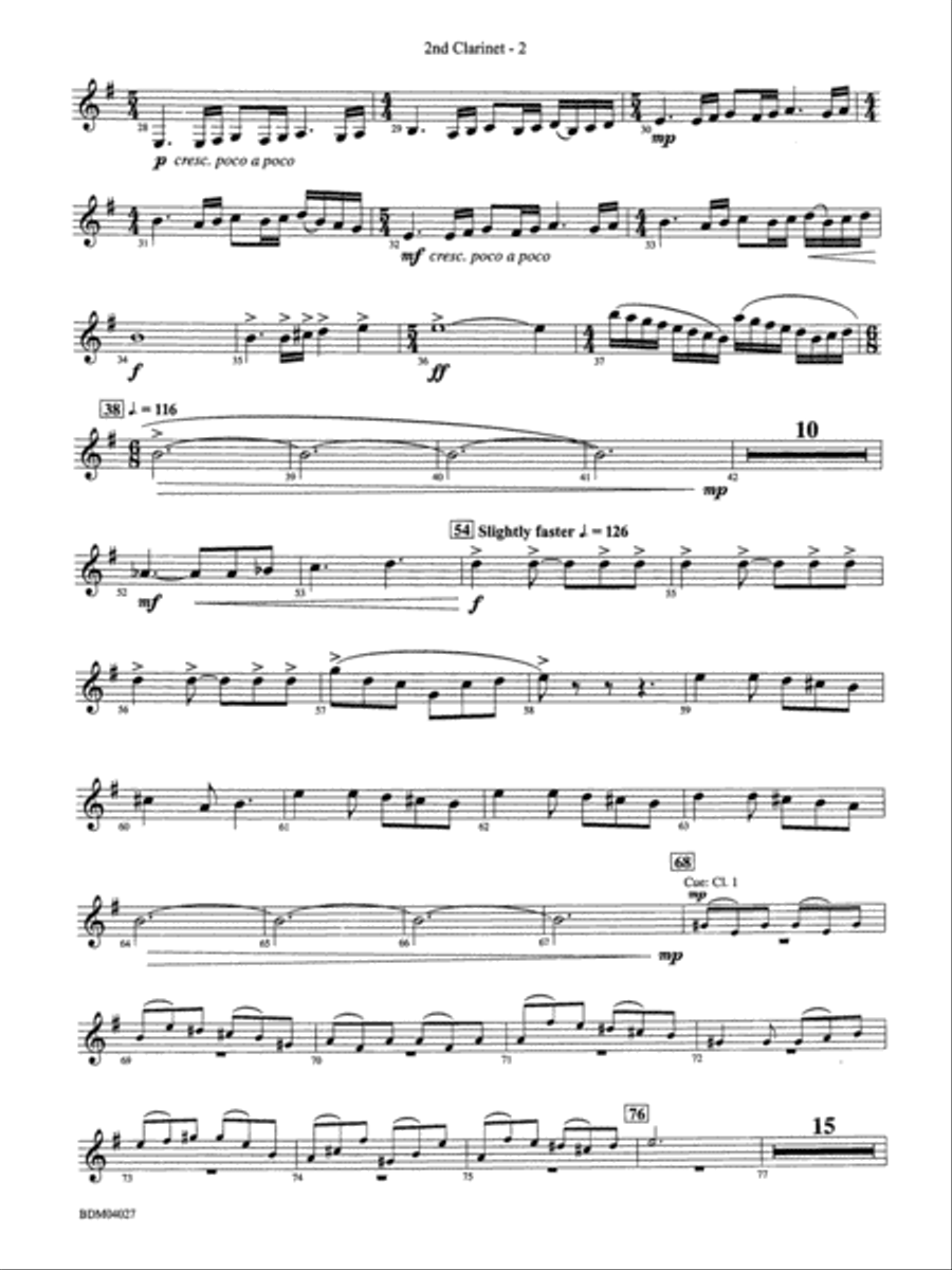 Tir Na Nog (A Celtic Legend): 2nd B-flat Clarinet Concert Band scores gallery preview page 2
