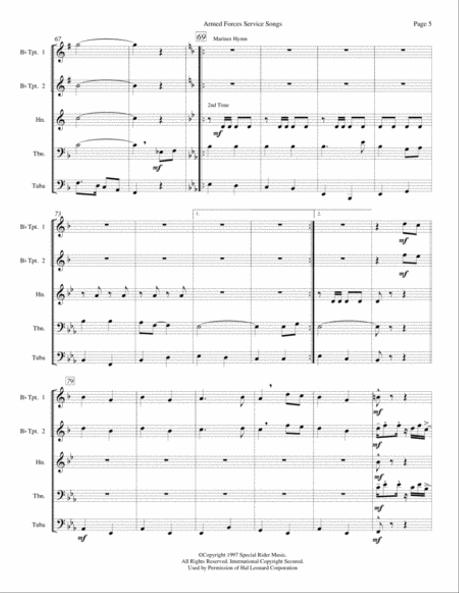 Armed Forces Service Songs Brass Ensemble scores gallery preview page 6