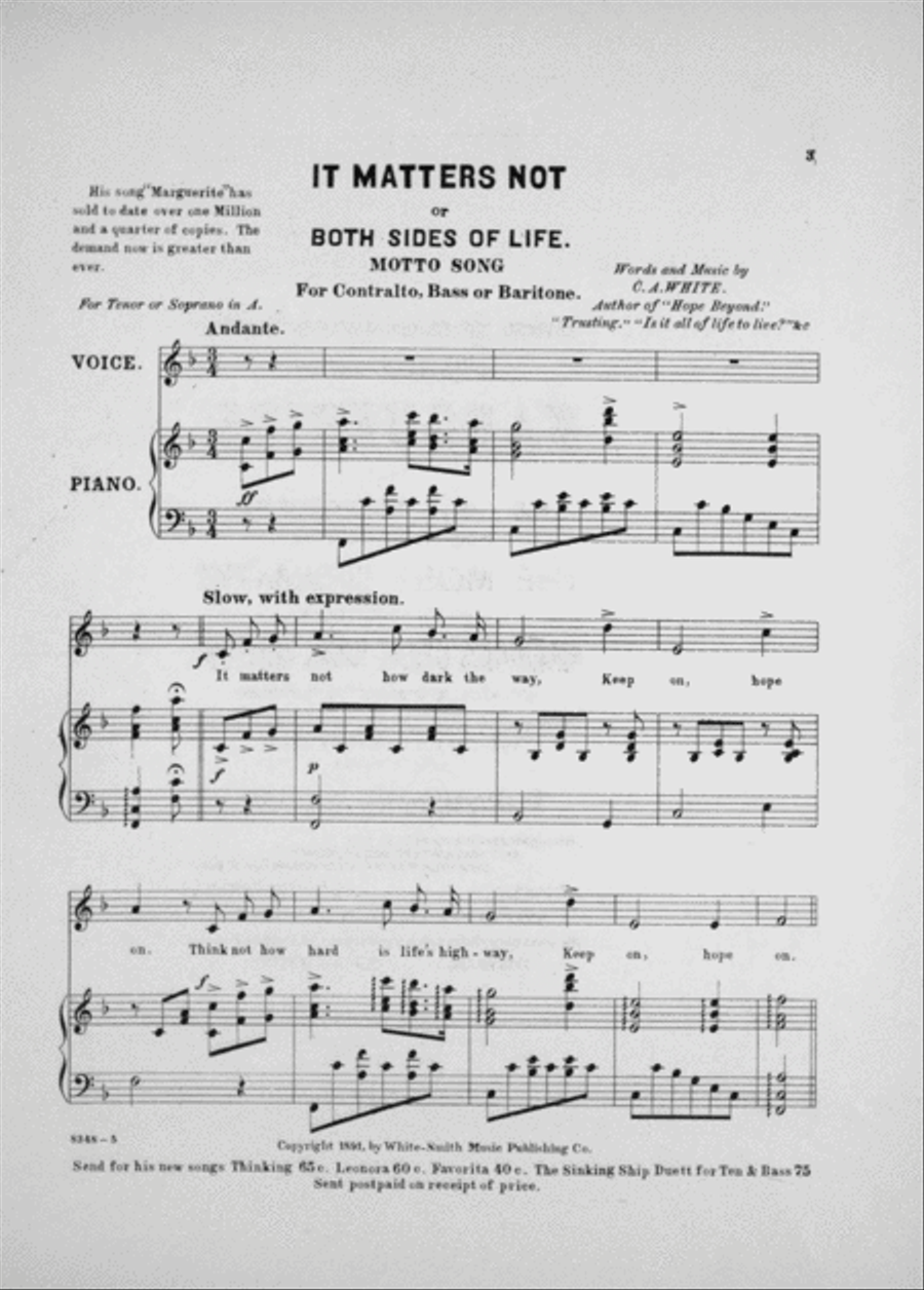 It Matters Not, or Both Sides of Life. Motto Song Voice scores gallery preview page 2