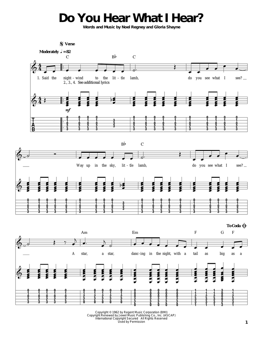 Do You Hear What I Hear Do You Hear What I Hear Guitar Tablature scores gallery preview page 1