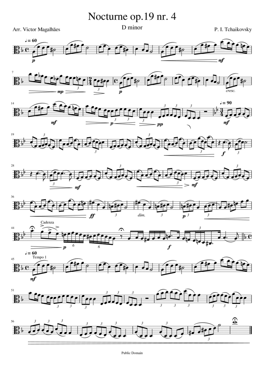 Nocturne - Op.19 No.4 P. I. Tchaikovsky - Viola Solo image number null