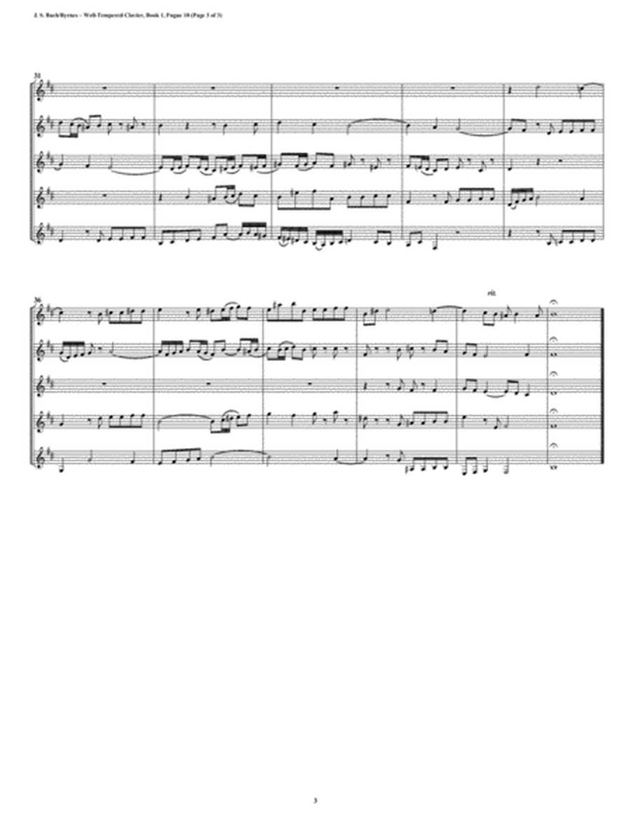 Fugue 18 from Well-Tempered Clavier, Book 1 (Clarinet Quintet) image number null