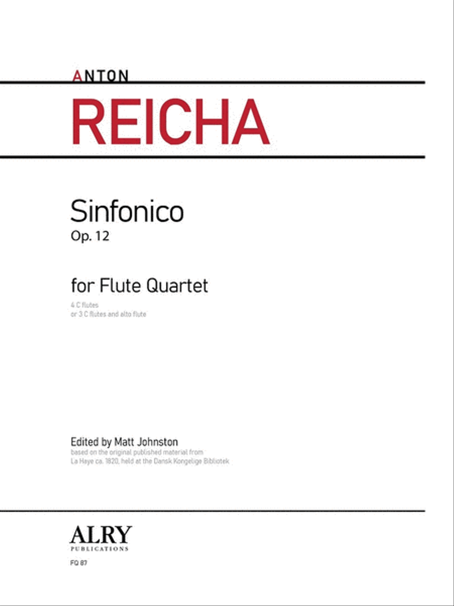 Book cover for Sinfonico, Op. 12 for Flute Quartet