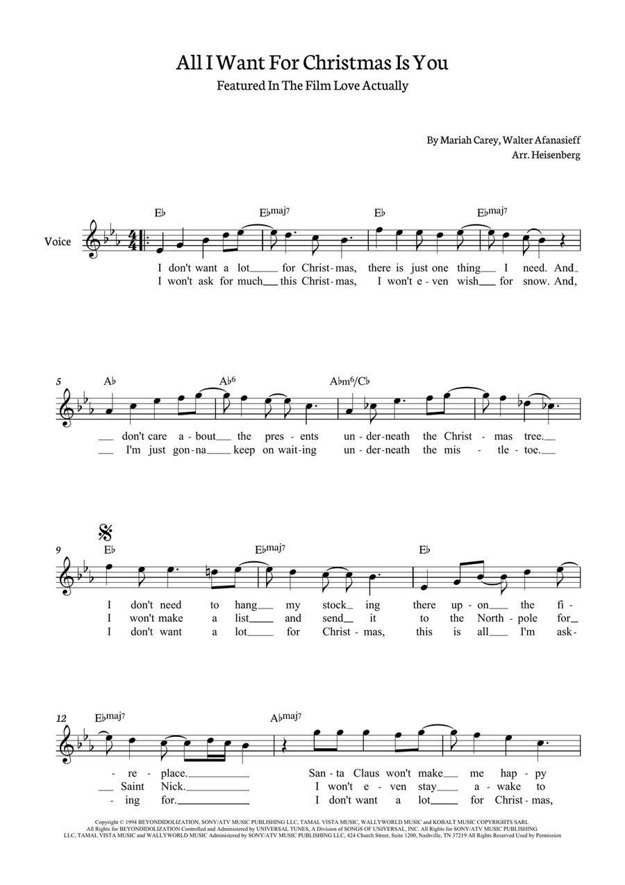 All I Want For Christmas Is You Piano scores gallery preview page 1