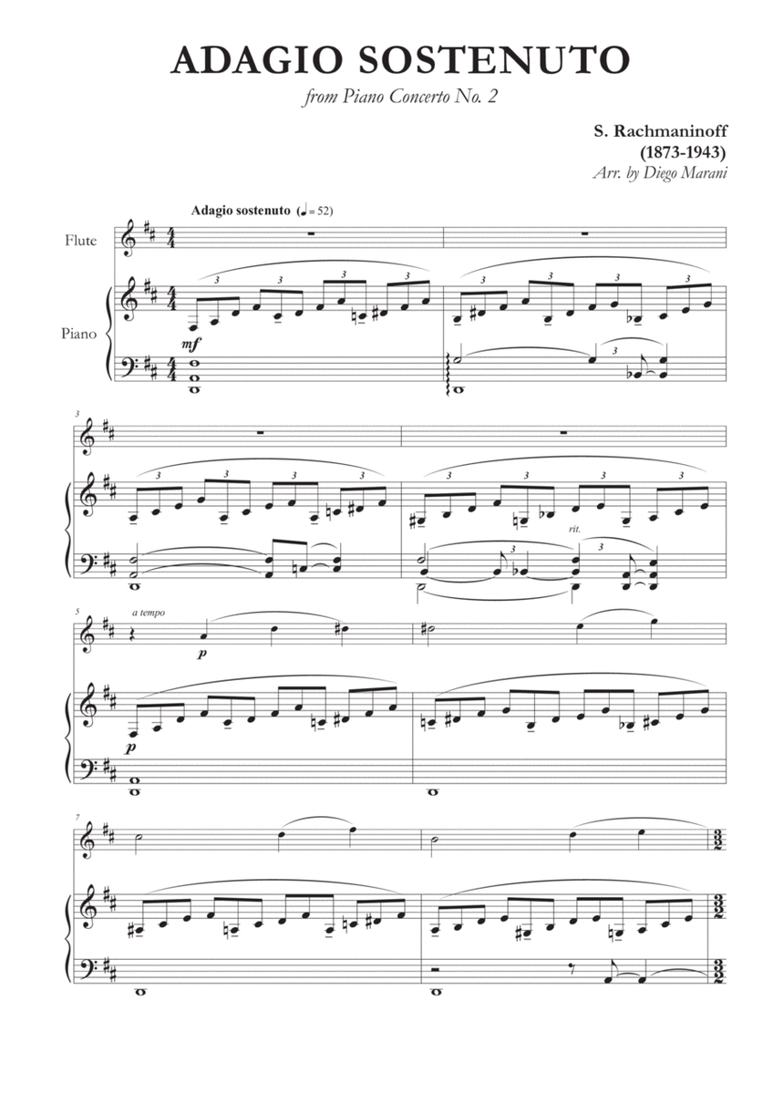 Adagio Sostenuto from "Piano Concerto No. 2" for Flute and Piano image number null