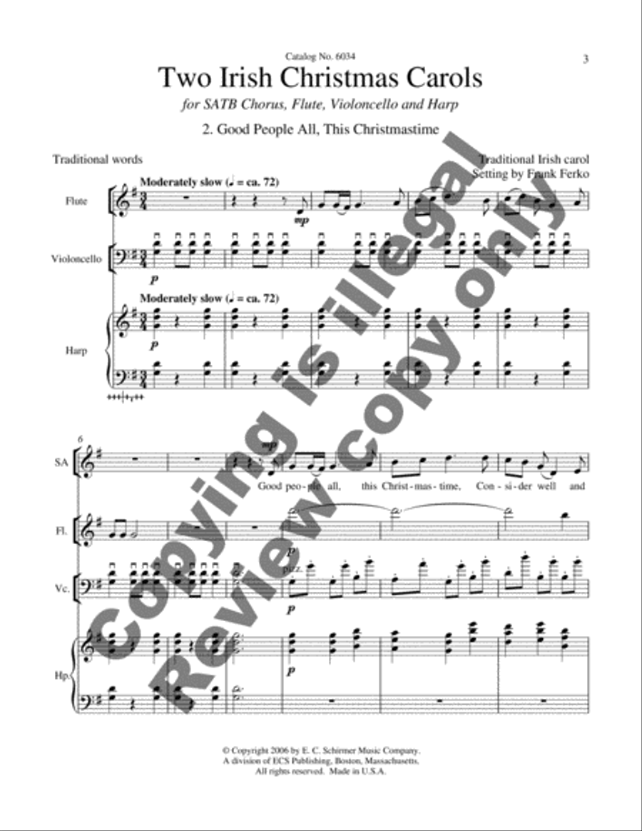 Two Irish Christmas Carols: 2. Good People All, This Christmastime 4-Part scores gallery preview page 8