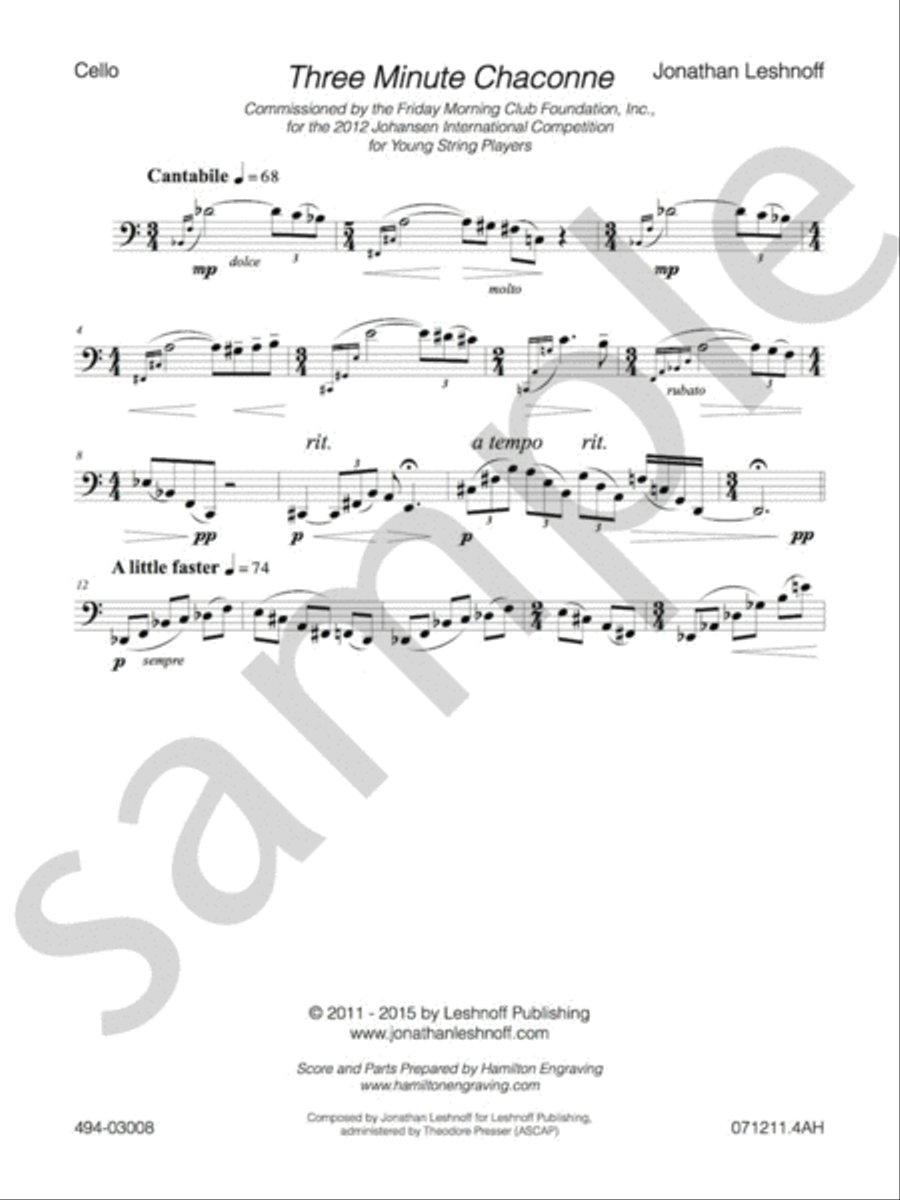 Three Minute Chaconne - Viola Version Chamber Music scores gallery preview page 5