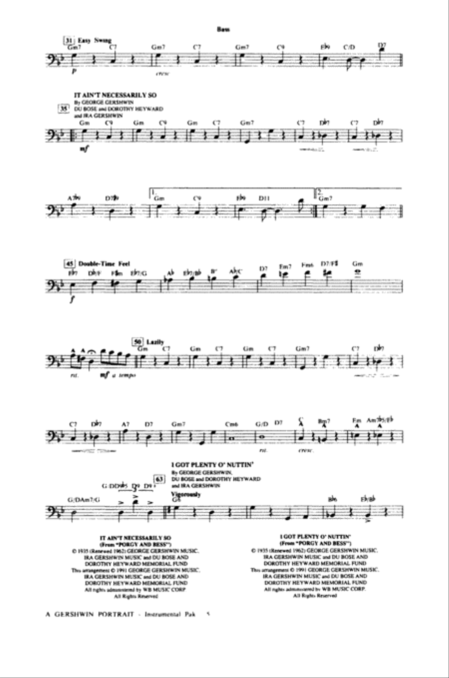 A Gershwin Portrait! The Music of George and Ira Gershwin: String Bass Double Bass scores gallery preview page 5